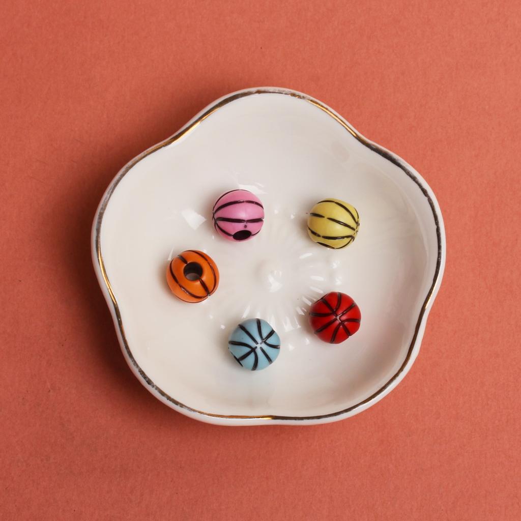 Хорошие подвески, круглые футбольные бусины с отверстием, акриловые, 5 шт., свободные бусины, футбольный мяч, 11 мм, 15,5 мм, баскетбольные браслеты, принадлежности для изготовления ювелирных изделий