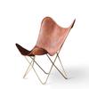 Индийское антикварное кожаное кресло-бабочка Tan Relax Arm Chair Home Décor Lounge