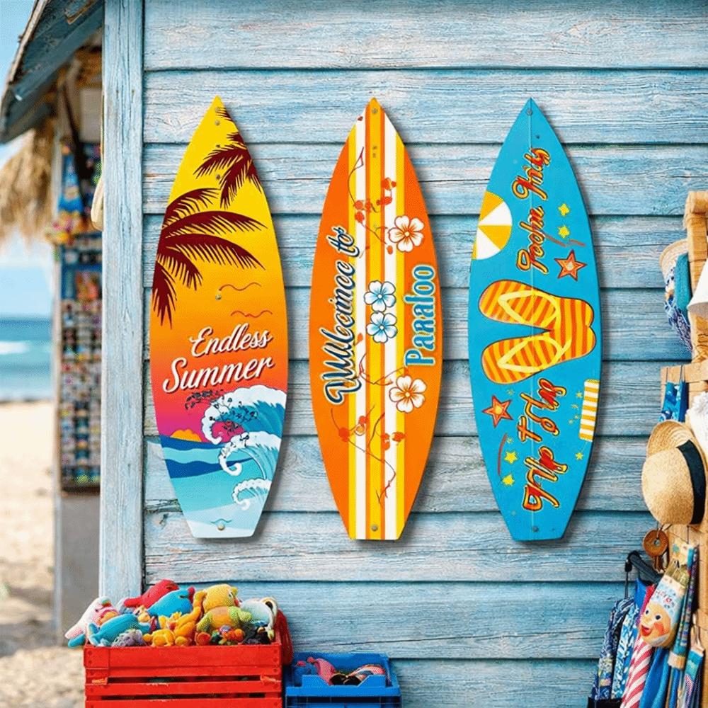 Retro Beach Surfboard Decor Colorful Wooden Surfboard Sign Funny Surfboard Ornaments Summer Home
