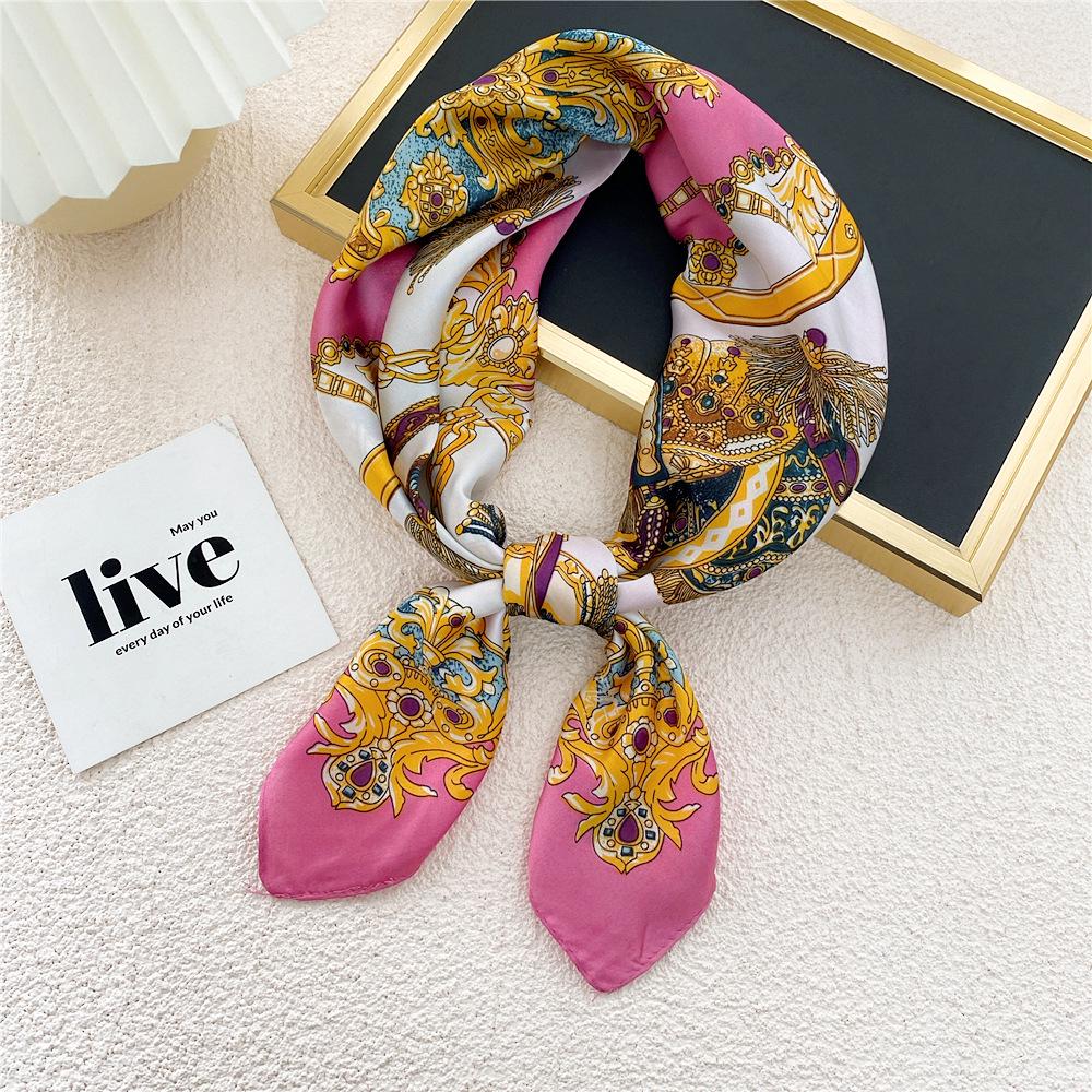 70 Silk Scarf: Small Square for Women - Lightweight Korean Fashion, Perfect for Spring, Summer, Autumn; Stylish for Flight Attendant or Neck Accessory