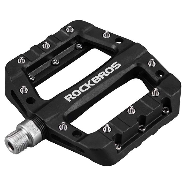 Set of MTB bicycle pedals, anti-slip, nylon and steel, black