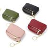 Genuine Leather Mini Zipper Coin Purse Keychain Wallet for Women