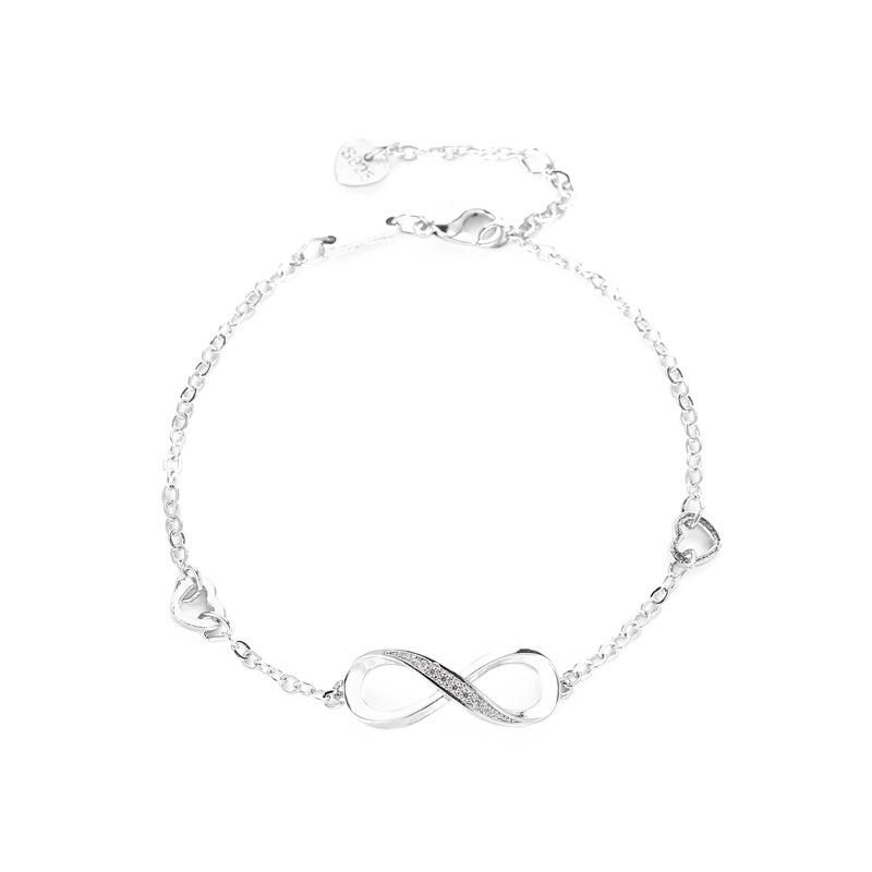 High-quality Hot-selling Micro-inlaid Zircon Infinite Loop 8-character Bracelet Simple Hollow Peach Heart Love Chain Jewelry