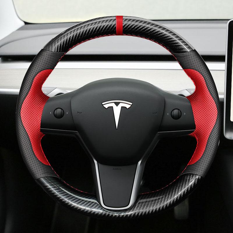 Для Tesla modelS model X Model 3 DIY кожаный замшевый чехол на руль, чехол на колесо автомобиля, интерьер