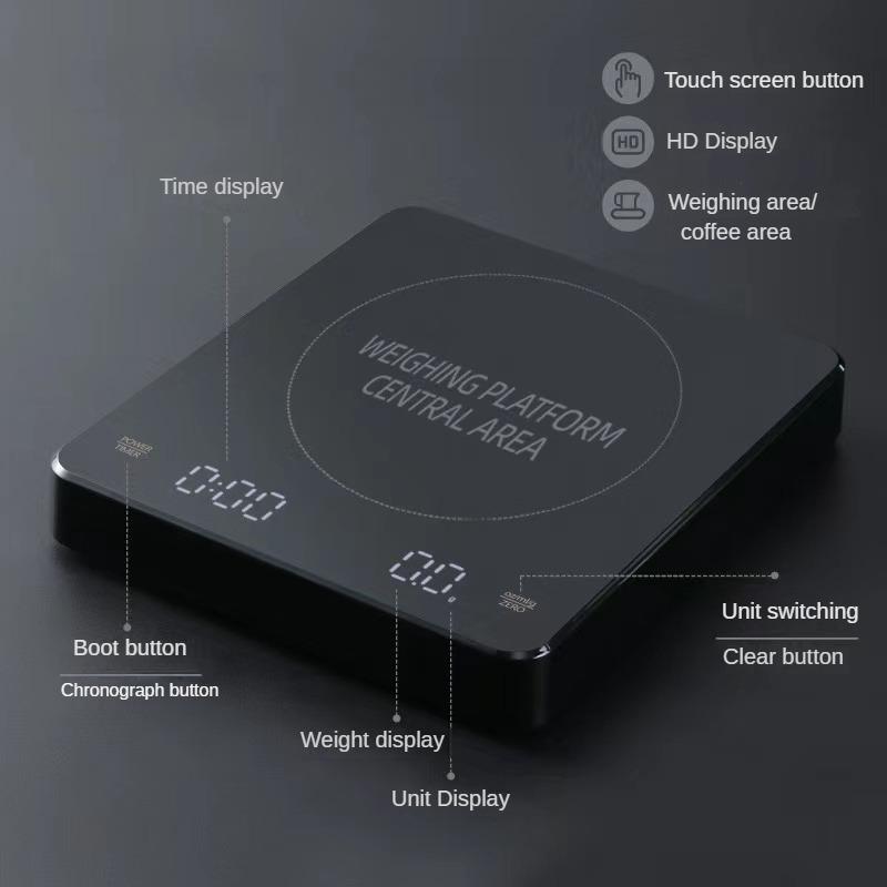 Цифровые кофейные весы высокой точности 3 кг/0,1 г для взвешивания кофейных зерен в домашних условиях, измерения времени, для использования на кухне и в кофейне