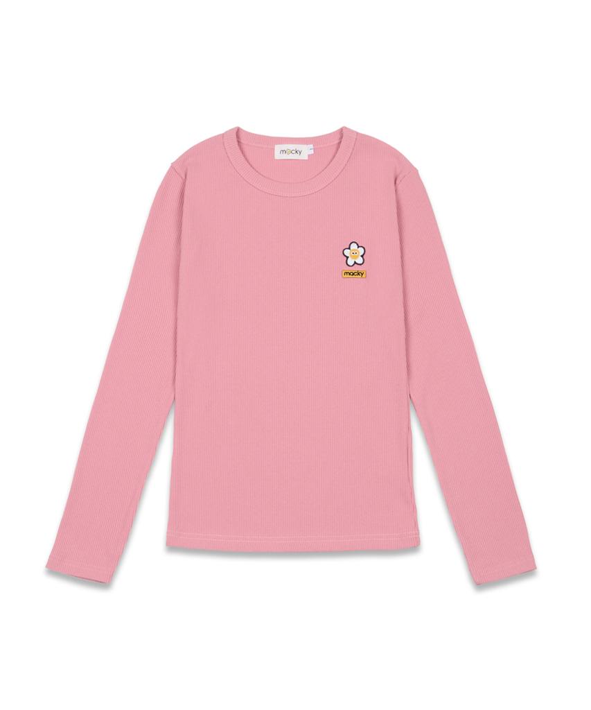 MACKY Daisy Patch Slim T-Shirt Pink