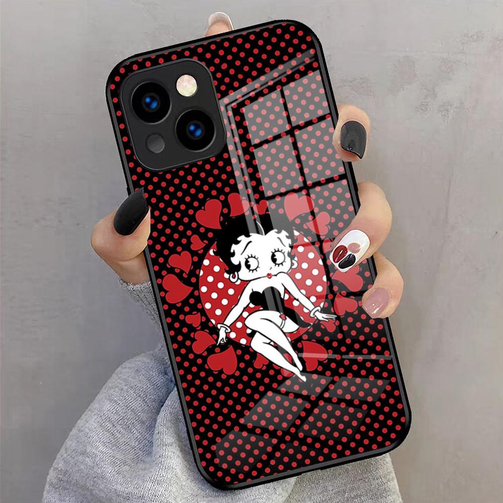 Betty Beautiful B-boop Phone Case For IPhone 17 Pro Max 16 15 14 Pro Max 13 11 X Xs Xr 8 7Plus Glass Cover