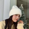 Зимние шапки женские мягкие вязаные бини теплые из кроличьего меха однотонные мешковатые кепки повседневные уличная мода однотонные взрослые головной убор