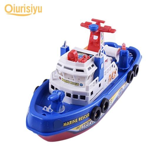 Детская музыкальная легкая распылительная вода электрическая морская спасательная пожарная лодка модель образовательная игрушка