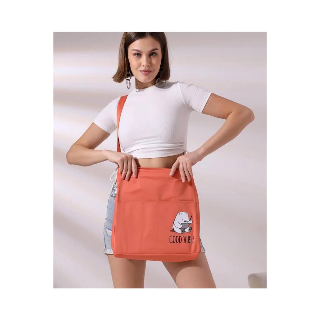 Сумка из набивного полотна с двумя карманами на молнии 1-го класса с регулируемым плечевым ремнем цвета мяты