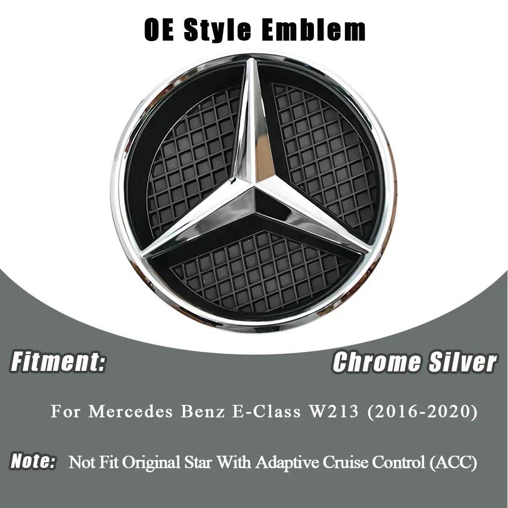 3D Mirror For Mercedes Benz E-Class W213 2016-20 E200 E250 Chrome Silver And Black Newest 3D Style Front Grille Star Emblem Logo