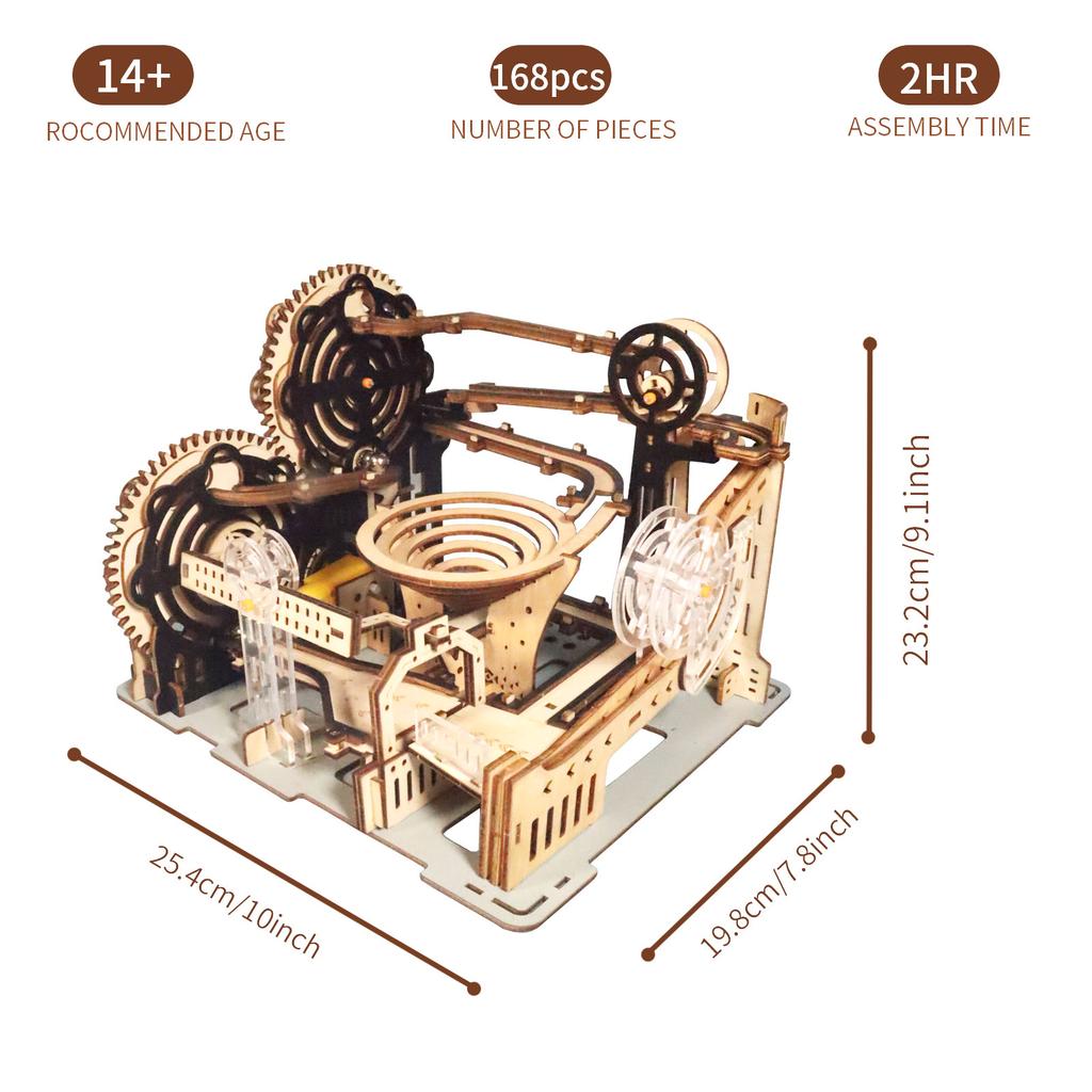 Электрические 3D деревянные пазлы Модели для сборки Мраморный трек Головоломка Головоломка Сделай сам ручная работа Рождественский подарок(Без аккумулятора)
