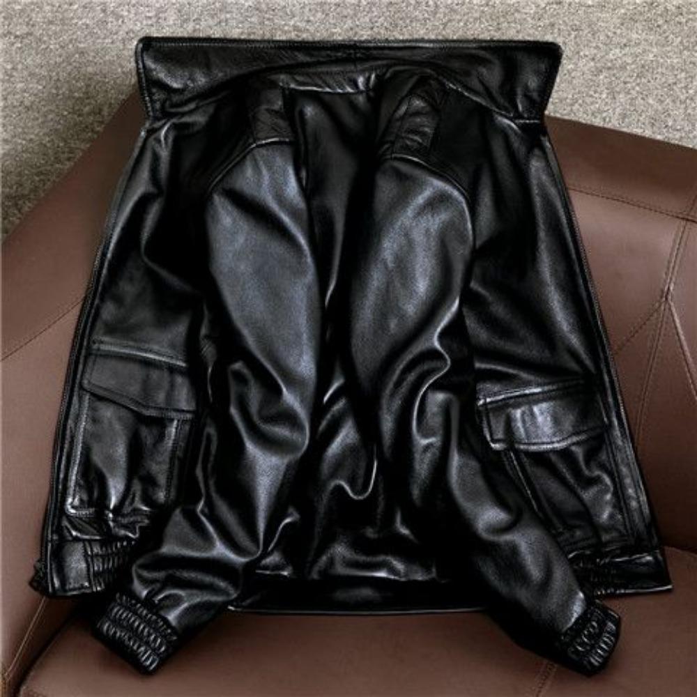 Куртка из натуральной мягкой коровьей кожи первого слоя, мужская короткая кожаная куртка с лацканами для летного костюма, куртка большого размера, осень