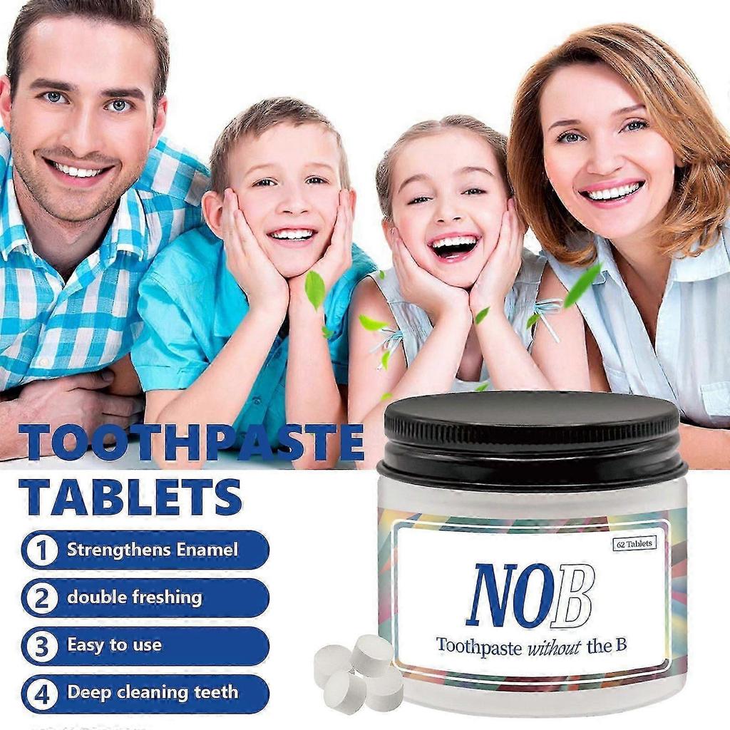 NOB Toothpaste Tablets - Nano Hydroxyapatite, Fluoride-Free, Eco-Friendly, and Travel-Friendly - Remineralized with NHA (62 pcs/box)