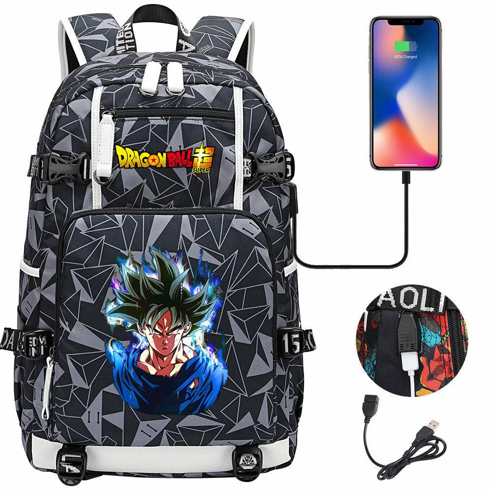 Рюкзак Dragon Ball USB с Гоку для Подростков Студентов Мальчиков Девочек Повседневный Большой Емкости Дорожный Ежедневный Рюкзак