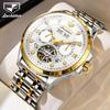JINSHIDUN Tourbillon Автоматические Механические Часы, Многофункциональные Спортивные Водонепроницаемые Светящиеся Мужские Часы