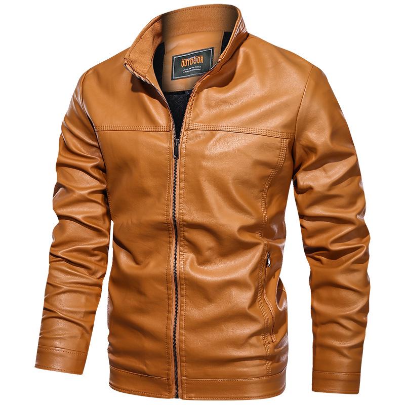 Men's Spring and Autumn New Leather Jacket Men's PU Leather Baseball Collar Youth Locomotive Leather Jacket Men's Jacket