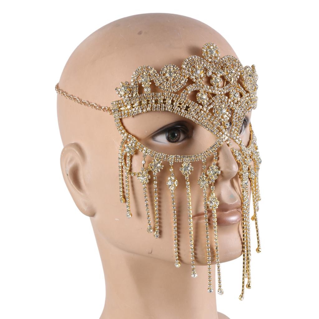 Indian Rhinestone Tassels Face Veil Women Prom Party Mask Fringe Headband Bridal Veils Sexy Facial Accessories Jewelry