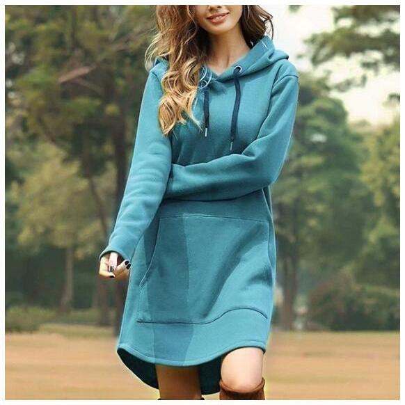 Осенний популярный повседневный однотонный женский свитер с капюшоном больших размеров