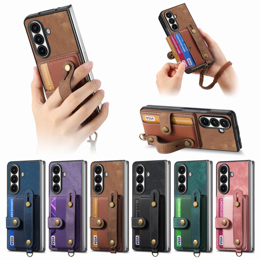 Кожаный чехол-кошелек с отделениями для карт для Galaxy Z Fold7 - Многофункциональная складная защитная обложка для Samsung ZFold6