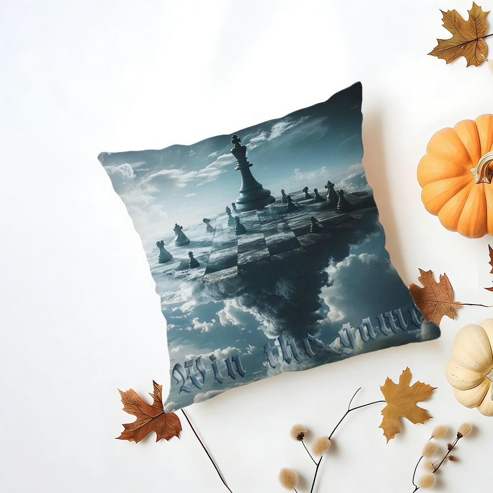 chess Cushion Cover Iceland Washable Linen Soft for Daily Sofa Bed Home Room Decor