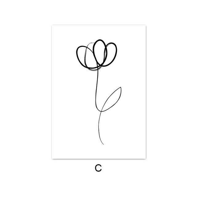 Скандинавский рисунок линий, холст, настенная художественная печать, картина, абстрактный цветок, домашний декор, женский постер, минималистичный декоративный рисунок, современный