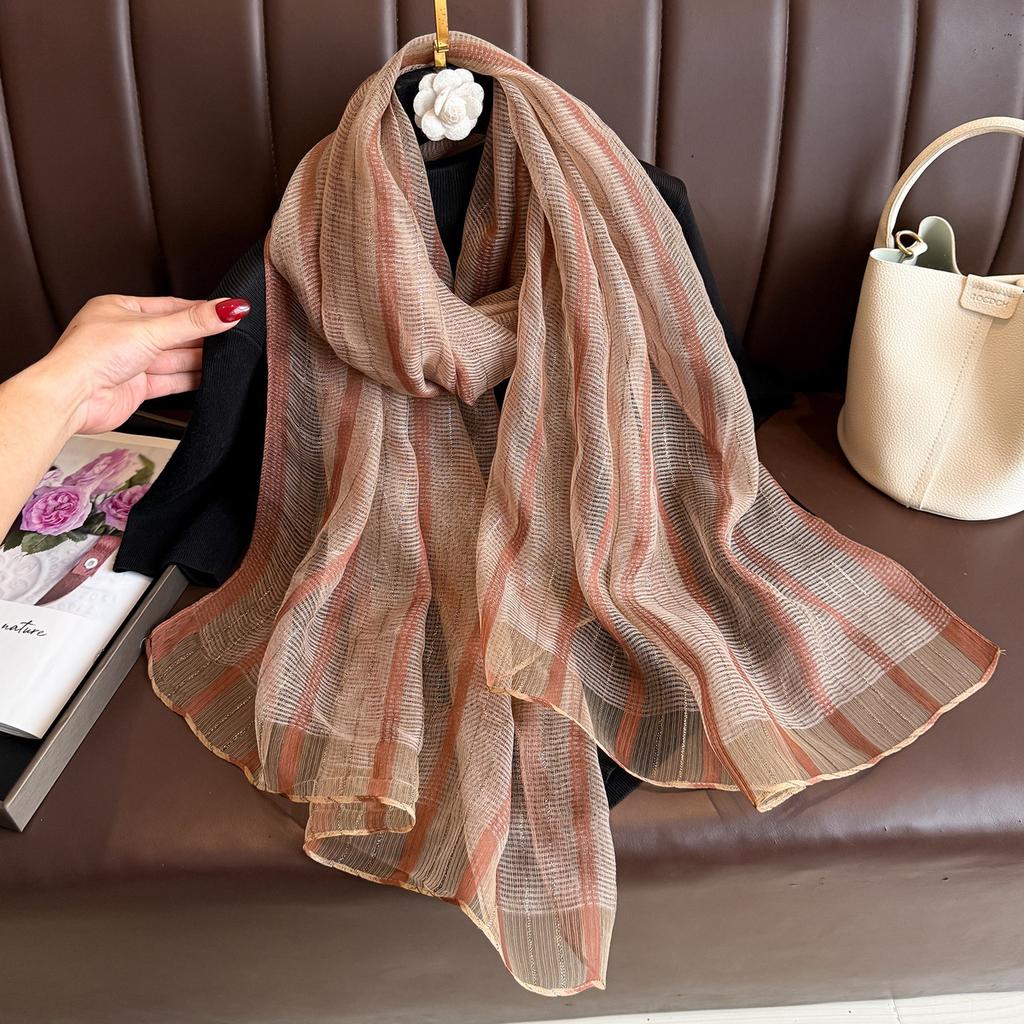 Бренд Женский шелковый шарф Женский полосатый Фуляр Женский Пашмина Шали и накидки Большого размера Шарфы Пляжное полотенце Бандана Мусульманский хиджаб