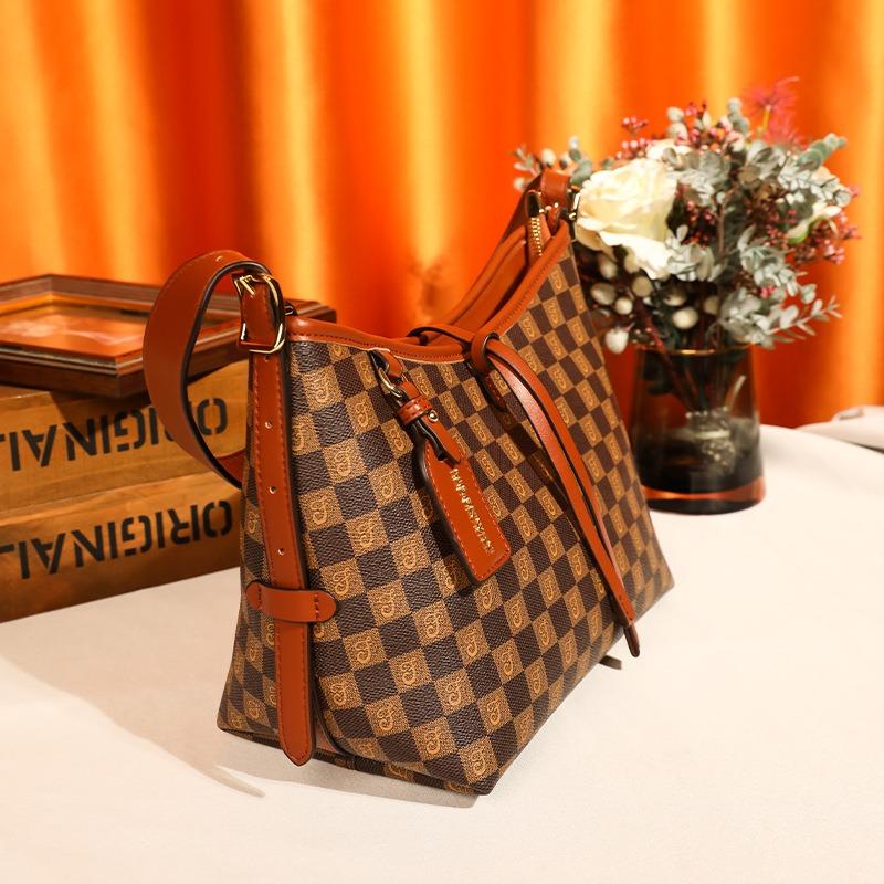 Новая женская сумка модная вместительная сумка-тоут в клетку высококачественная текстура универсальная дорожная наплечная сумка