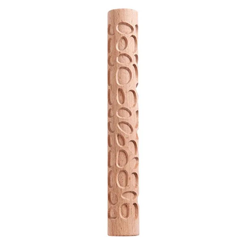 Деревянная текстура Скалка Керамическое гончарное искусство Тисненый валик Цветочный узор Валик для глины Рельефы DIY Глиняное ремесло Аксессуары для выпечки