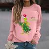 Women's Fashion Casual Long Sleeve Solid Color Christmas Printed Round Neck Top Sweatshirt
