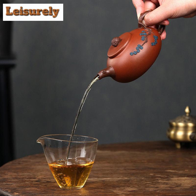 300 мл традиционный исинский фиолетовый глиняный чайник ручной работы из сосновой шишки чайник из сырой руды красный циншуйский глиняный чайник китайский чайный сервиз цзыша чайная утварь