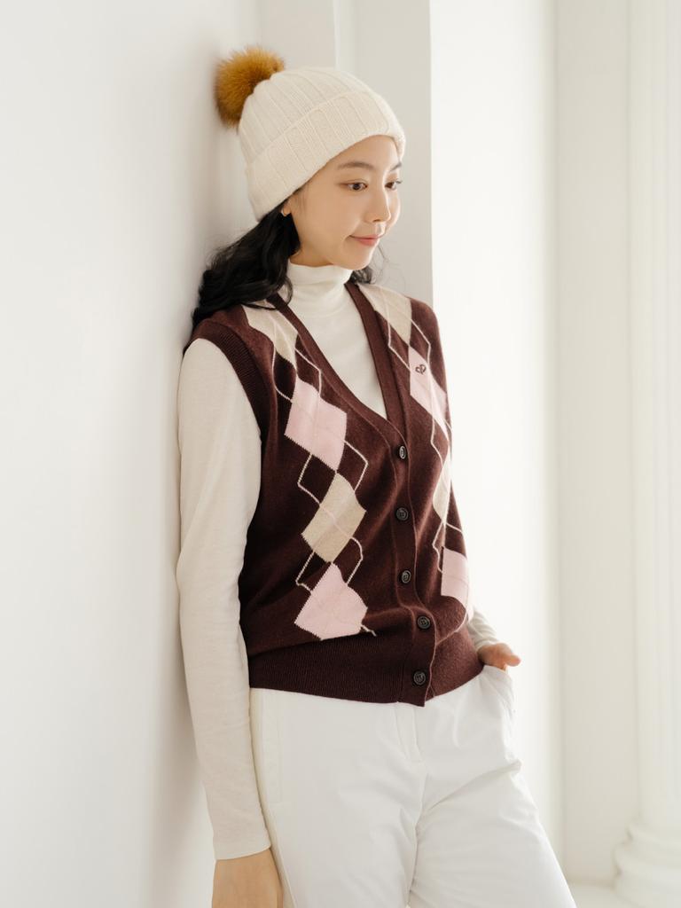 NITINA Cashmere Blending Argyle Vest Br