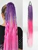 Synthetic Gradient Multi Color Long Straight Ponytail Extension With Rubber Band And Metal Wire Color 28 Inch Ponytail For Daily Use