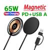 65 Вт Магнитная Беспроводная Зарядная Панель Зарядные Устройства для Телефона для iPhone 16 15 14 Pro Max AirPods Портативная Станция Быстрой Зарядки Macsafe PD