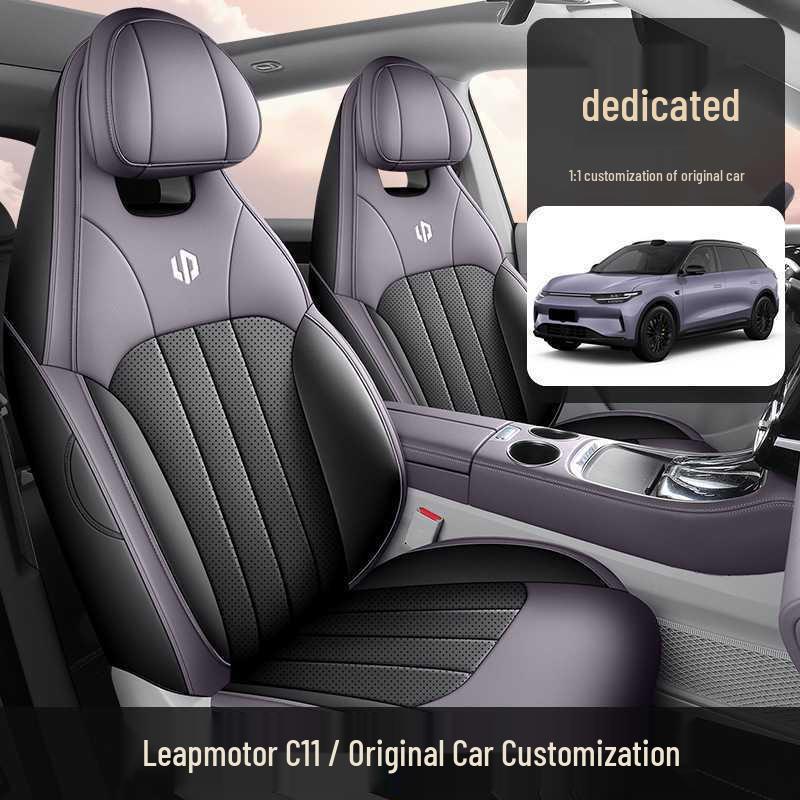 Индивидуальные кожаные чехлы на сиденья автомобиля для Leapmotor C11 2023-2025 - Полное покрытие, Перфорированный дизайн