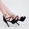 Heightening Banquet High-end Stiletto One-word Women's Shoes Summer New Fish Mouth Back Zipper Stiletto Sandals