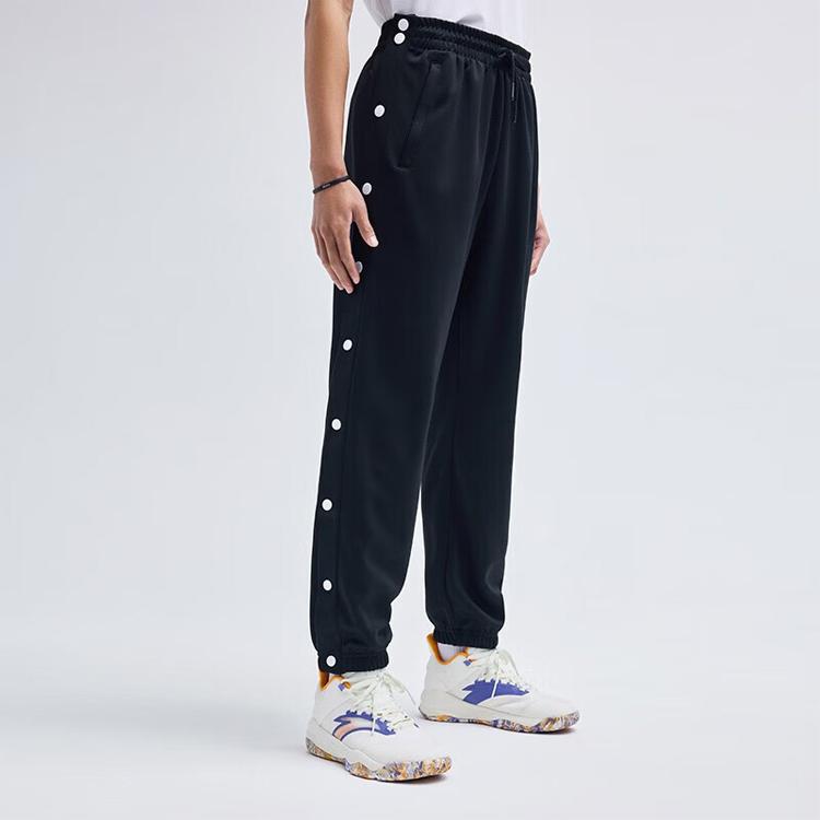 Anta Спортивные штаны с логотипом баскетбольной серии, прямые брюки со средней талией и свободными манжетами, мужские брюки, базовый черный 152321301-2