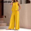 Summer Two-piece Women's Trend with Loose Head Round Neck Casual Cotton Suit Women
