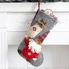 Christmas Stocking, Large Christmas Sock to Hang, Design Santa Claus, Reindeer and Snowmen