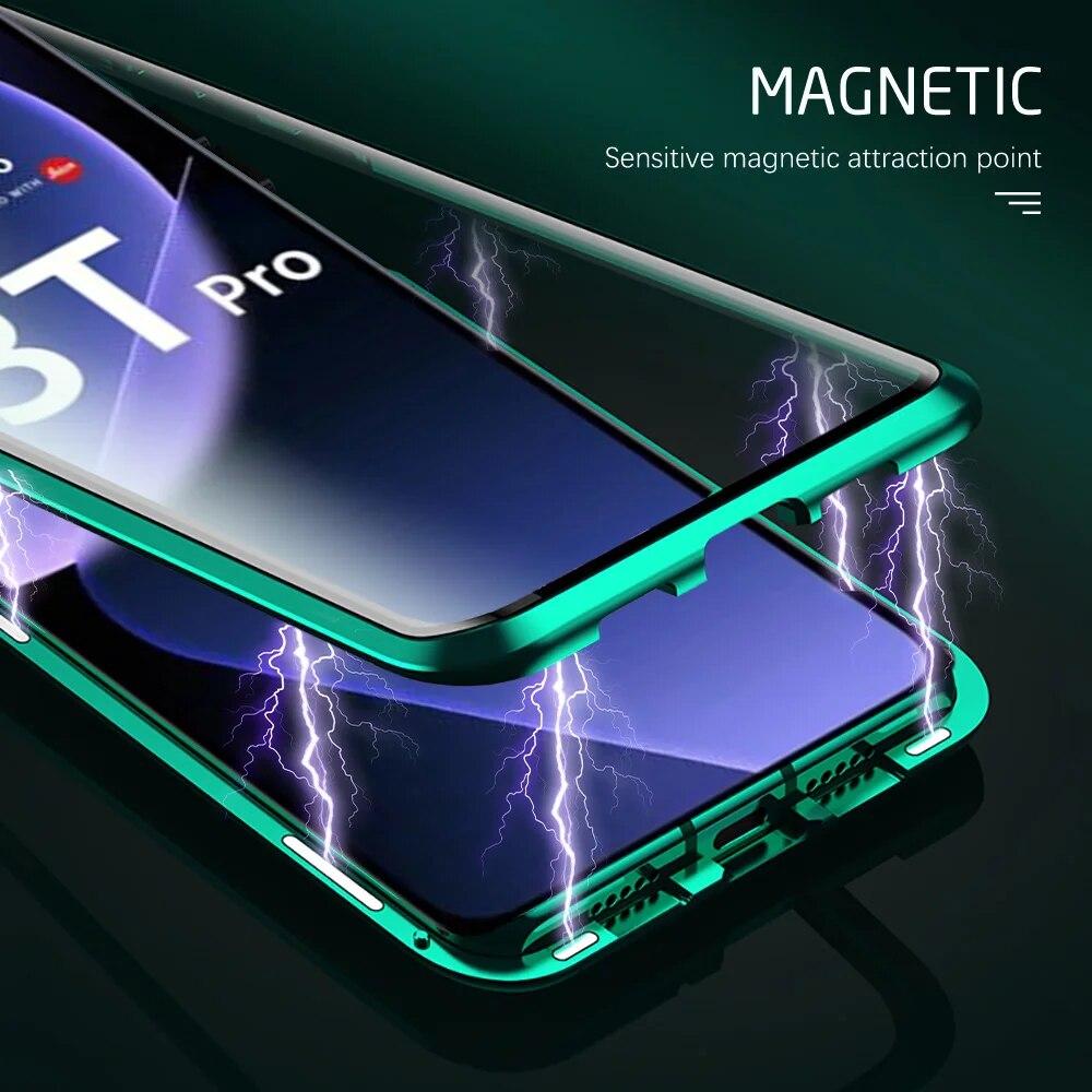 Двусторонний защитный стеклянный чехол с магнитным флипом на 360° для Xiaomi 13T Pro 5G Poco X6 5g Xiaomi Redmi Note13 13Pro 5G противоударный чехол