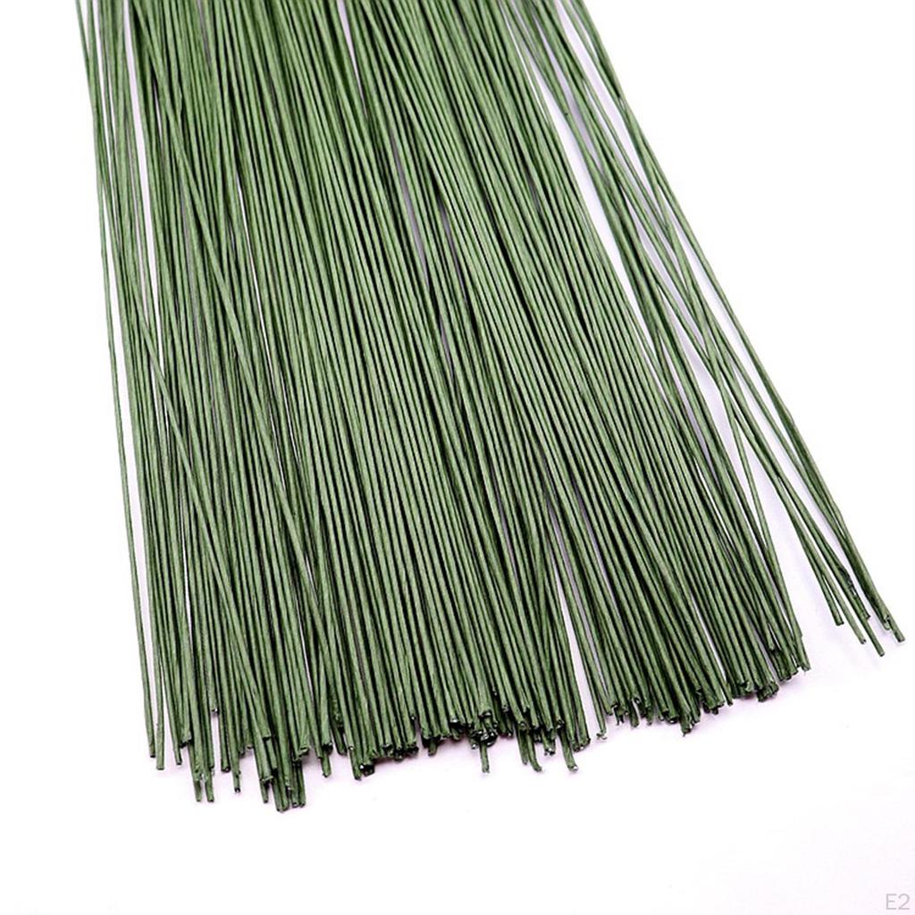 100x Flower Wire 24cm for Florist DIY Bouquet Twig Stem Handcrafts Material Green