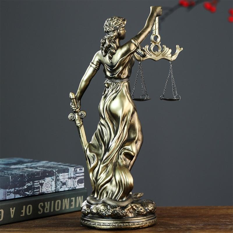 Скульптура Богини Правосудия Женщина-Закон с повязкой на глазах Фигурка из смолы Статуэтка Женщины-Справедливости с весами для адвокатов Декор Подарок