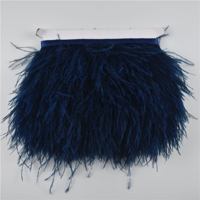 New 1M 5M 10Meter 8-10CM Navy Ostrich Feathers Trims Ribbon Fringe White Ostrich Feather For Craft Ribbon