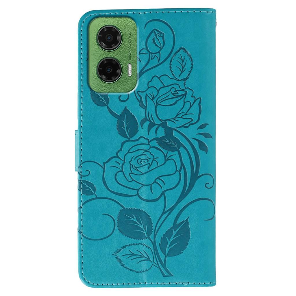 Чехол-кошелек-подставка для Motorola Moto G35 5G с тиснением «Роза и бабочка», из искусственной кожи