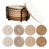 8Pcs Cup Coasters for Drinks Absorbent Woven Coaster Set with Holder Farmhouse Cloth Fabric Cup Coasters for Coffee Tea