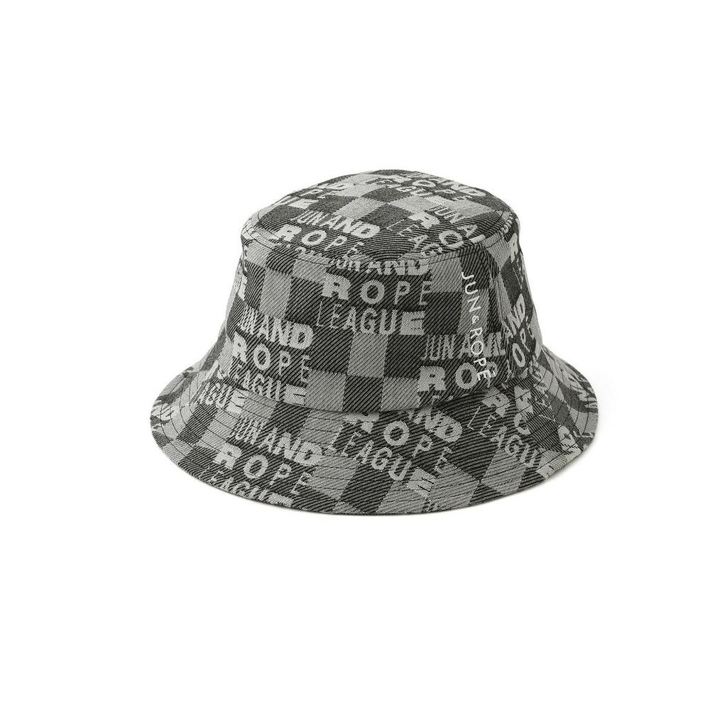 Jun & Rope Bucket Hat Checkerboard Jacquard Bucket Hat for Women ERU15150 Black Maine (01)