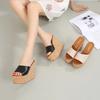 Womans Thick Platform Slipper Women Open Toe Wedges Sandals Non -Slip Ladies Summer High Heels Casual Shoes Outdoor Feetwear