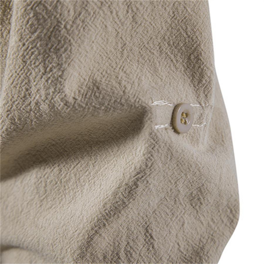 Летняя хлопково-льняная рубашка с длинным рукавом, мужские однотонные повязки с воротником-стойкой, мужские белые, черные, синие рубашки