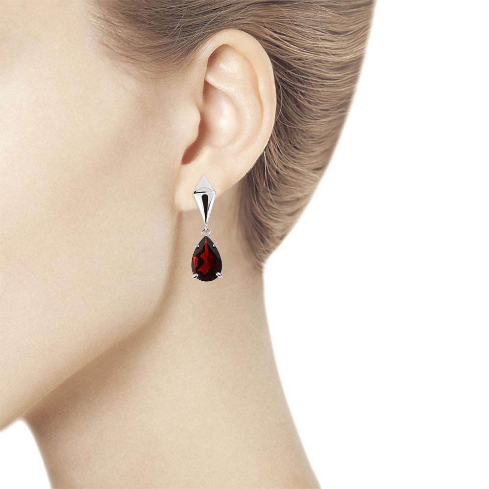 Bolaijewelry Простые серебряные серьги с гранатом, серебро 925 пробы, с натуральными драгоценными камнями, грушей, 8*12 мм, изысканные украшения для женщин, простые ювелирные изделия