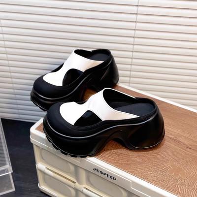 Модные тапочки Повседневные с закрытым носком Женская обувь на платформе Пантофли Слайды Желейные шлепанцы Роскошные Мягкие 2025 Блестящие Натуральная кожа